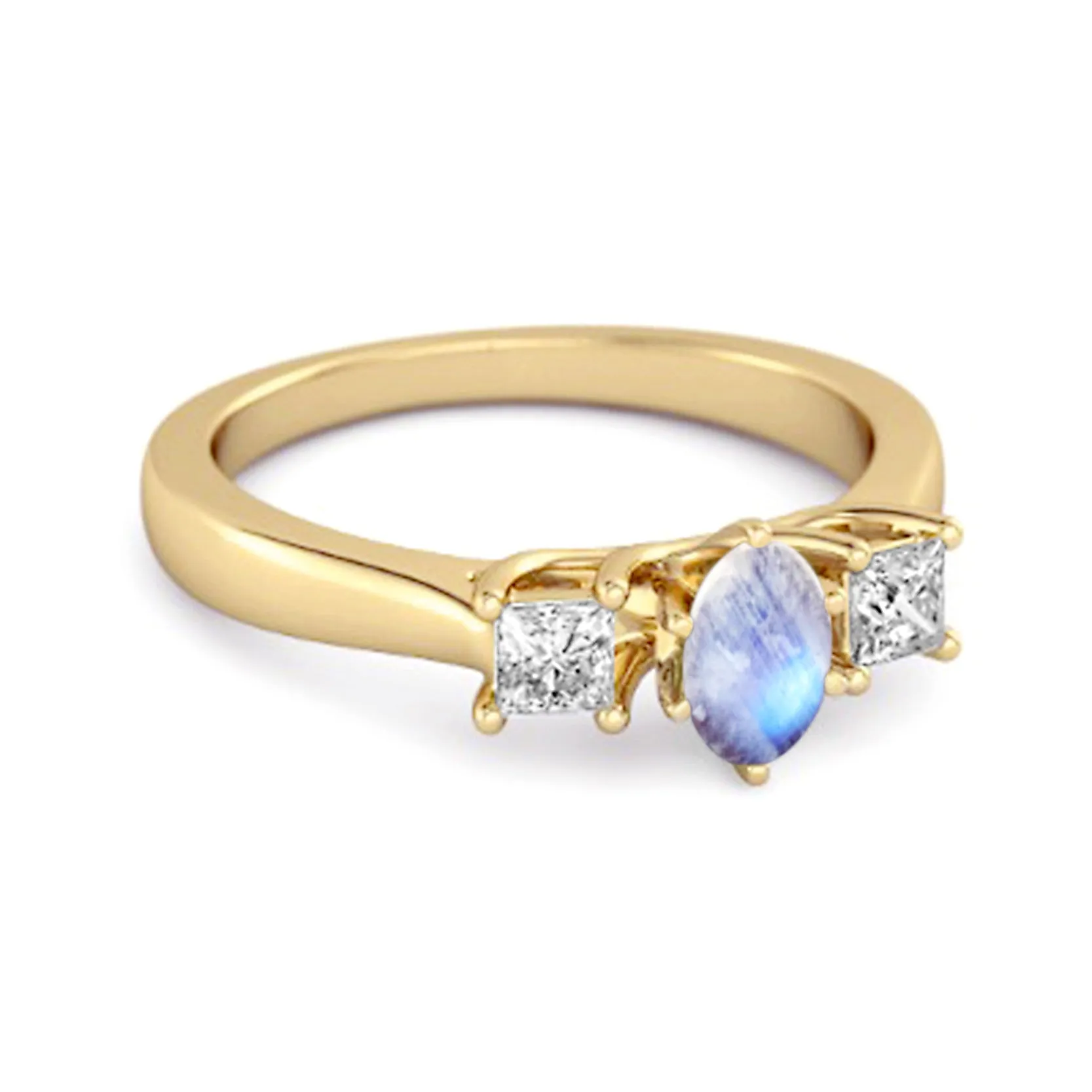 0.50 Ctw Moonstone 925 Sterling Silver Three Stone Confession Ring