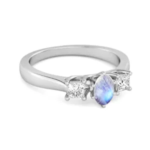 0.50 Ctw Moonstone 925 Sterling Silver Three Stone Confession Ring