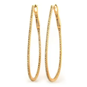 0.55ct Round Diamond In&Out Design Hoop Earrings in 18k Yellow Gold