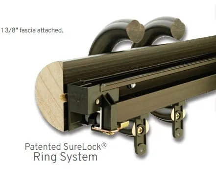 1-3/8" Smooth or Reeded Wood Facia Assembled Hand or Cord Draw Complete Traverse Track Set (WITH Rings) 6Ft Length (72")*