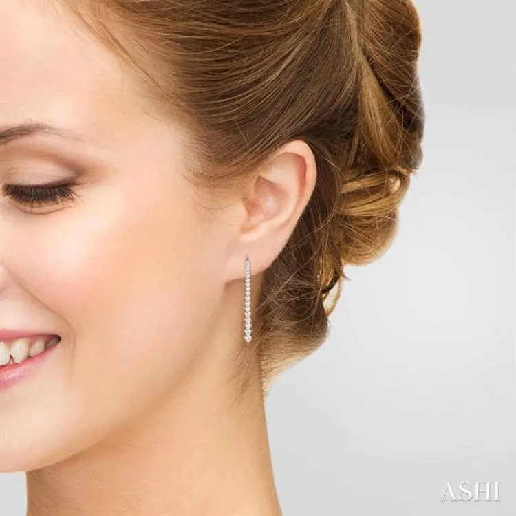 1 ctw Round Cut Diamond Riviera Drop Earring in 14K White Gold