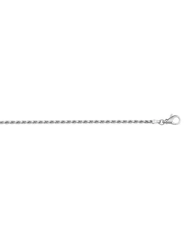 10k, 14k White Gold Solid Diamond Cut Rope 1.3 mm Italian Anklet
