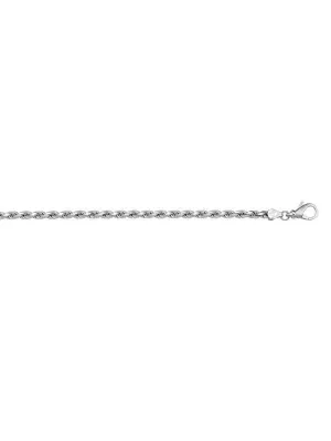 10k, 14k White Gold Solid Diamond Cut Rope 1.8 mm Italian Anklet