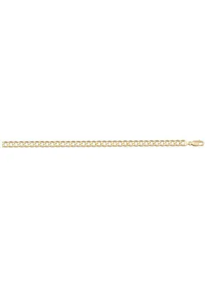 10k, 14k Yellow Gold Solid Open Link Curb 3.0 mm Italian Anklet