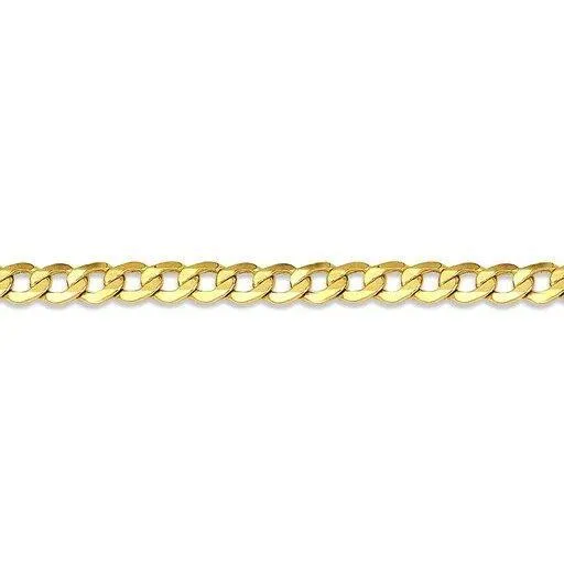 10k, 14k Yellow Gold Solid Open Link Curb 3.0 mm Italian Anklet