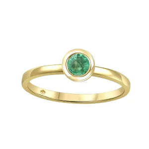 10K Bezel Set Emerald (May) Birthstone Ring