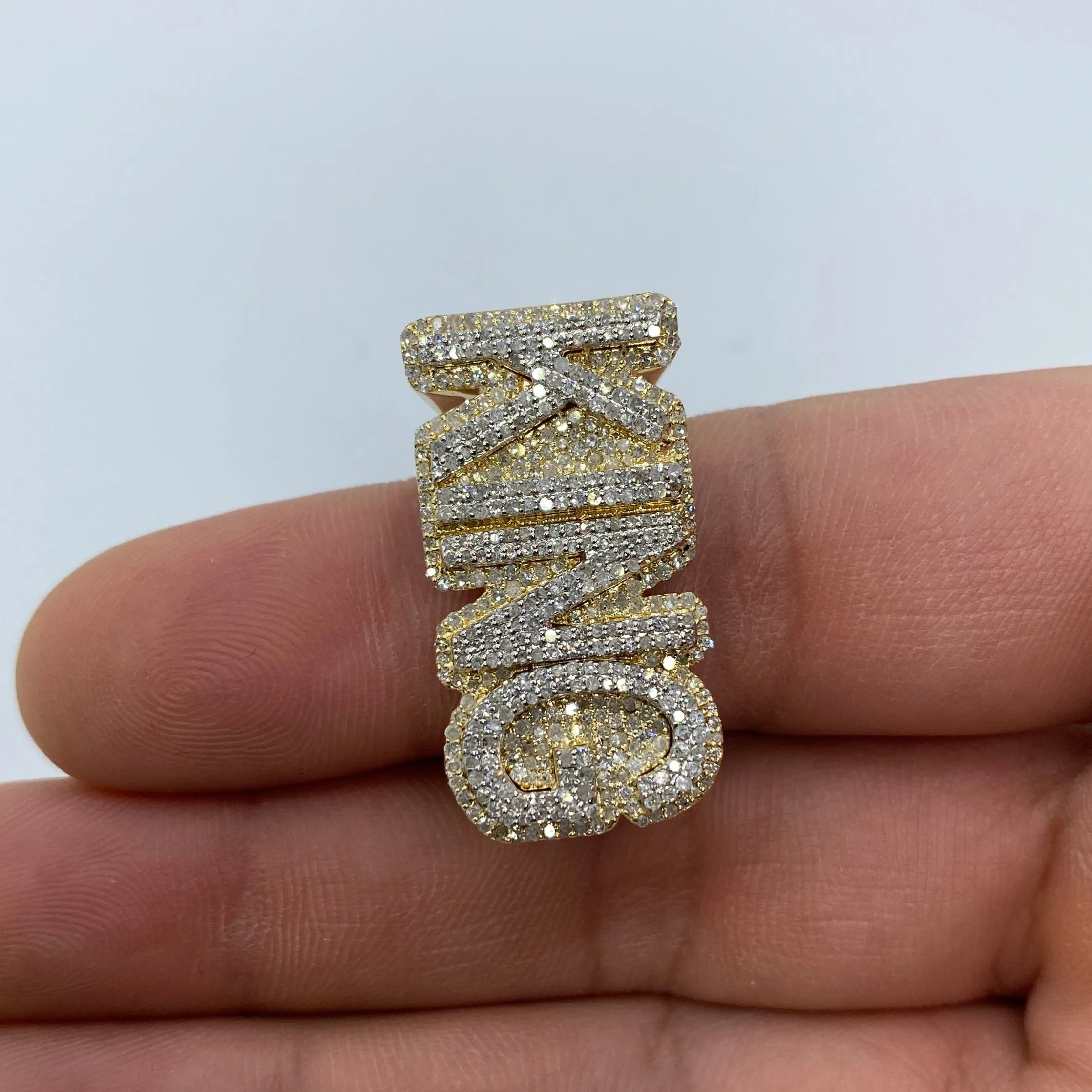 10K King Name Plate Diamond Ring