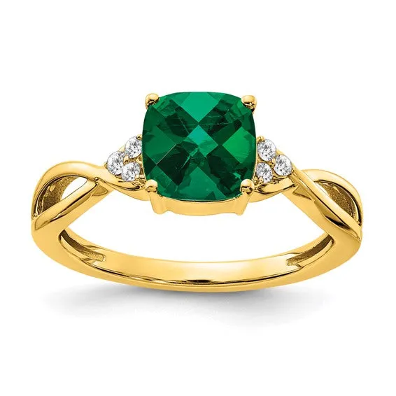 10k or 14k White or Yellow Gold Cushion Gemstone & Diamond Rings