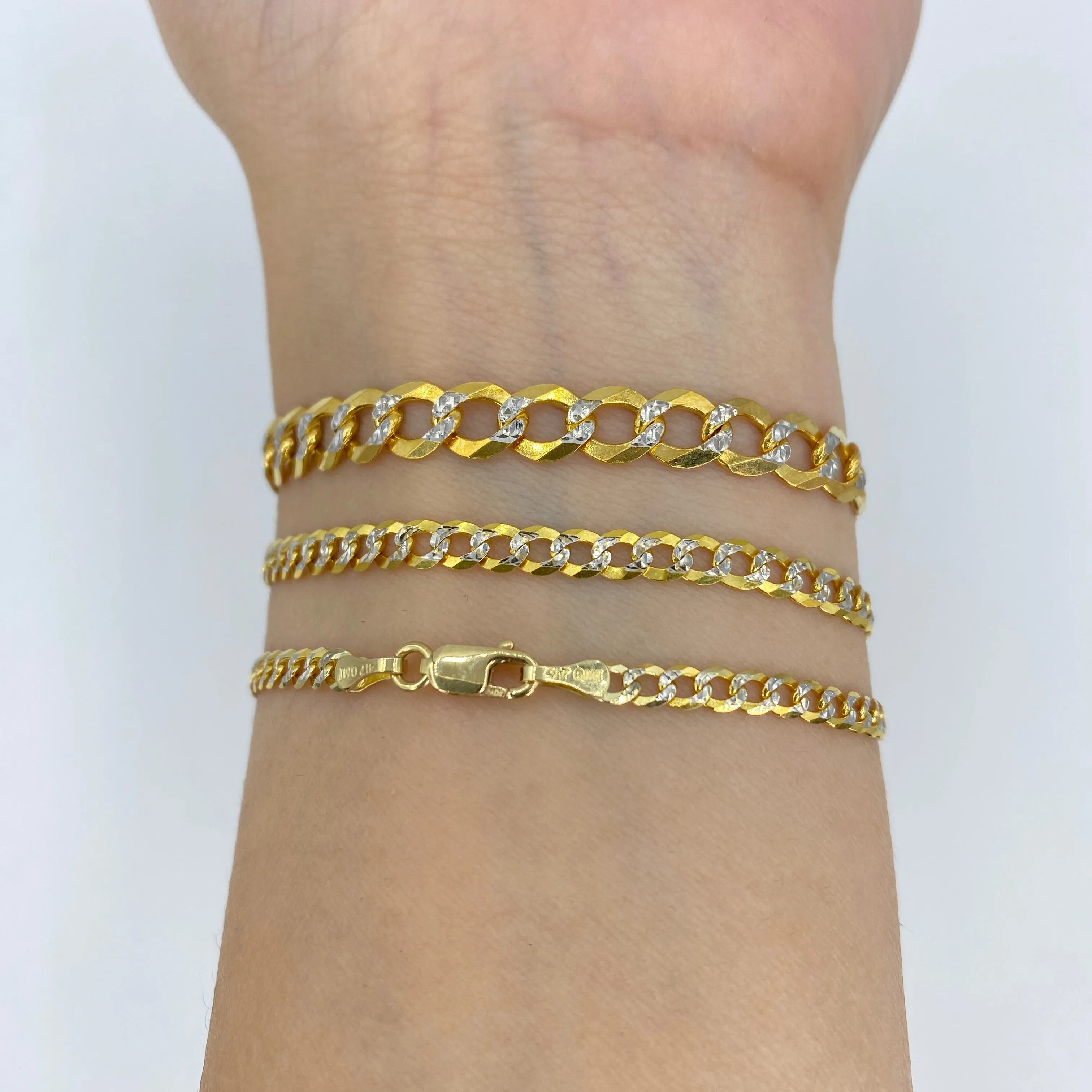 10K Solid Two-Tone Flat Cuban Link Anklet