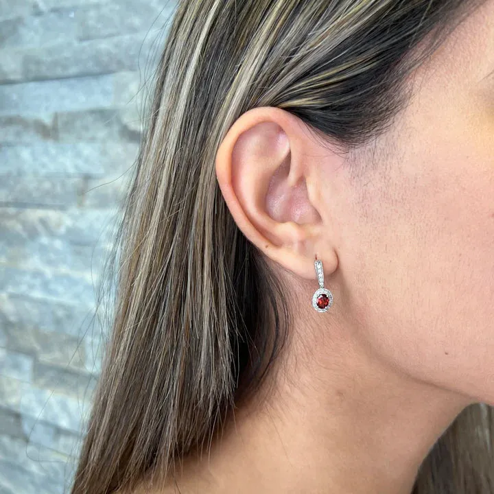 10K White Gold (February) Birthstone Amethyst and Diamond Dangle Earrings