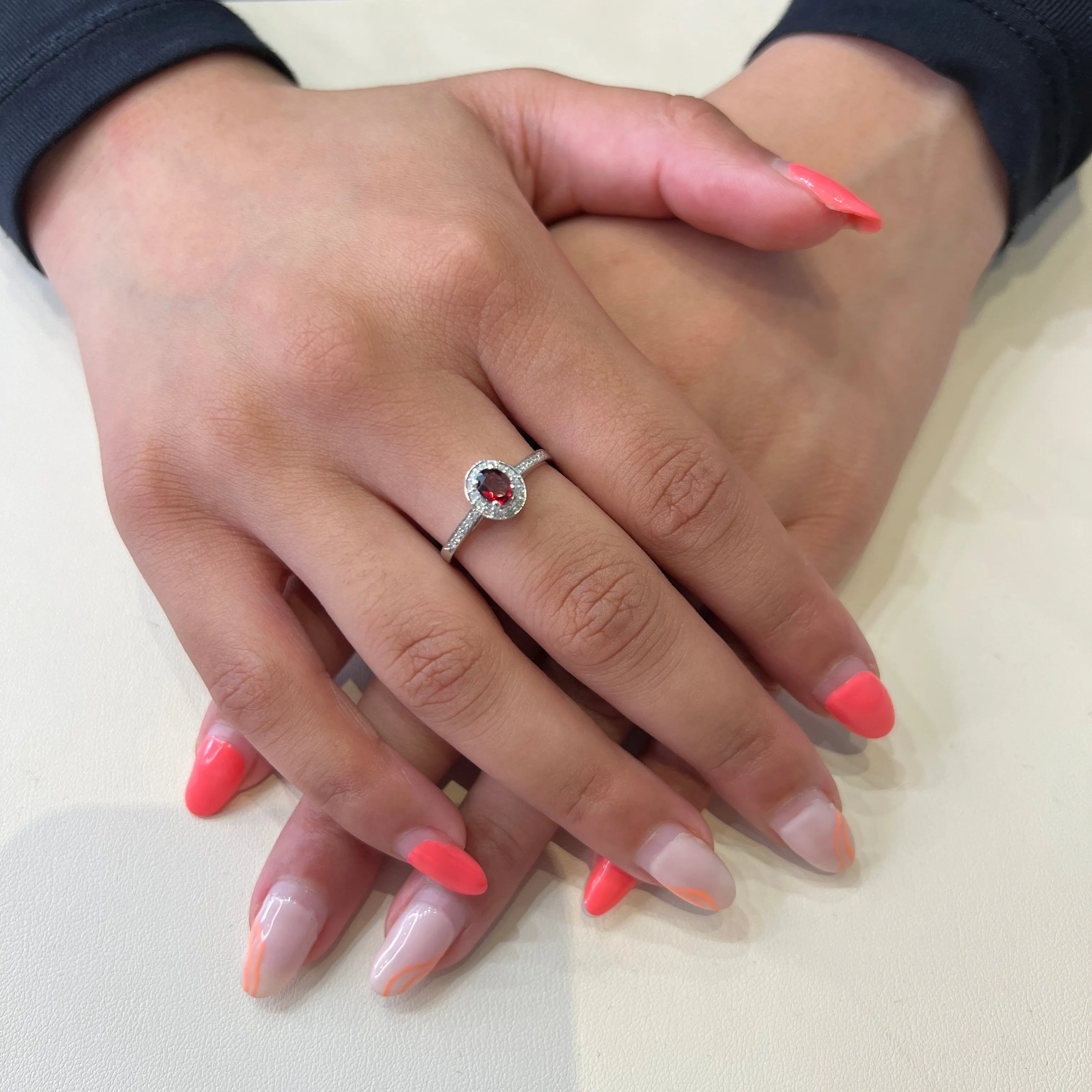 10K White Gold (October) Birthstone Opal and Diamond Halo Ring