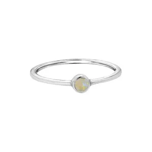 10K White Gold October Birthstone Opal Stackable Ring