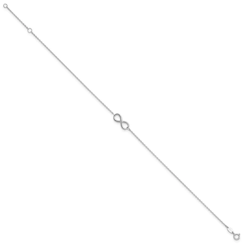 10K White Gold Polished Infinity with 1in ext. Anklet