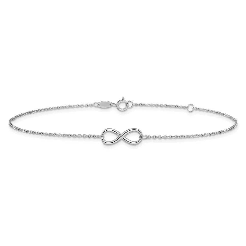10K White Gold Polished Infinity with 1in ext. Anklet