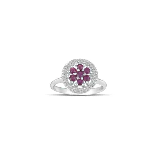 10K White Gold Ruby and Diamond Accent Fashion Ring