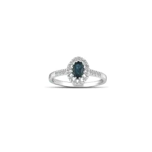 10K White Gold Sapphire and Diamond Accent Fashion Ring