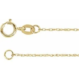 10K Yellow 1 mm Solid Rope 16" Chain