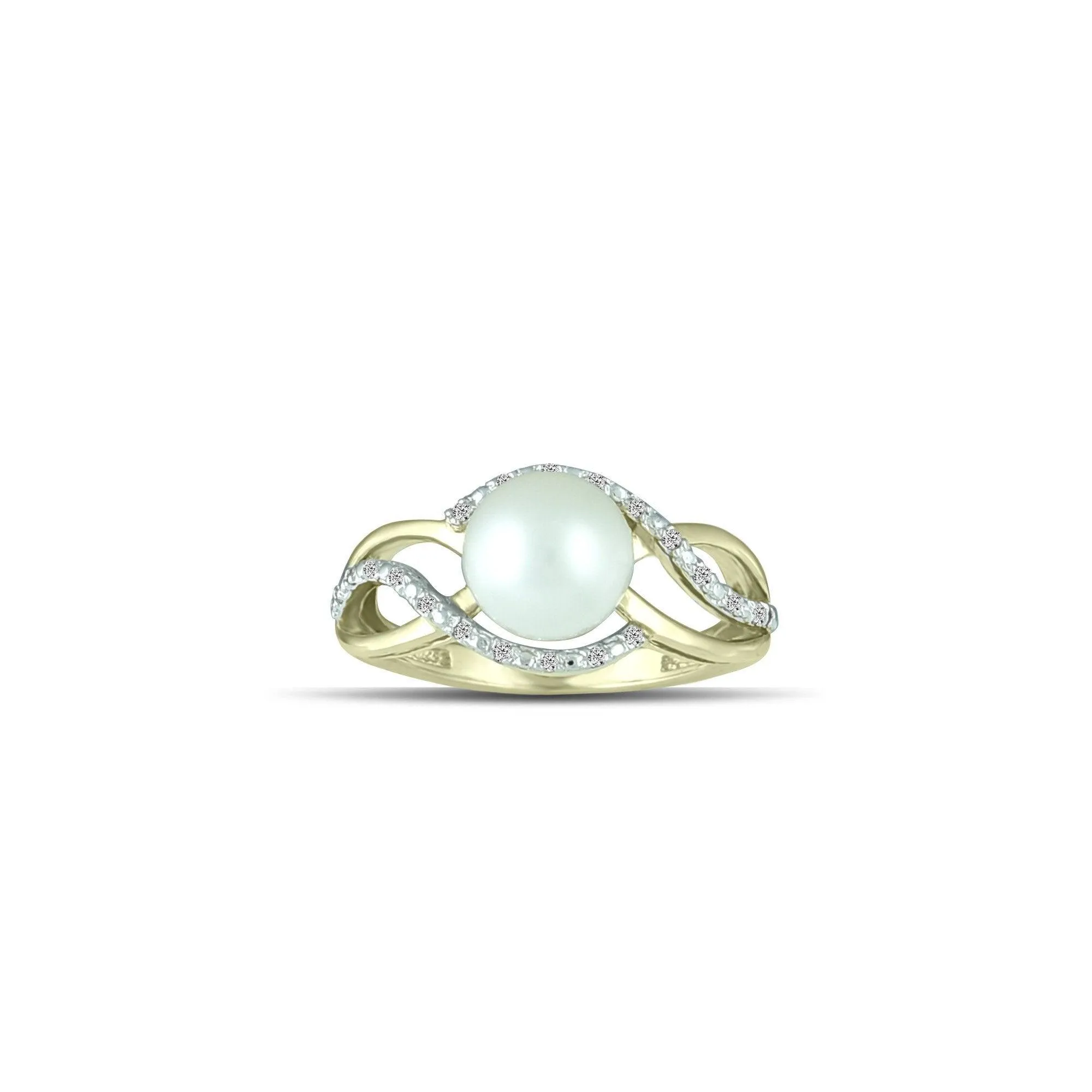 10K Yellow Gold Freshwater Pearl and Diamond Accent Ring