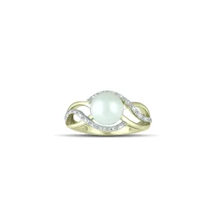 10K Yellow Gold Freshwater Pearl and Diamond Accent Ring