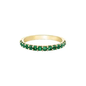 10K Yellow Gold (May) Birthstone Created Emerald Stackable Band