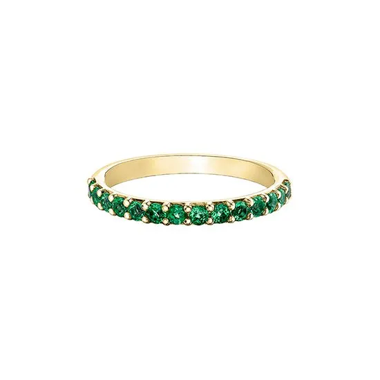 10K Yellow Gold (May) Birthstone Created Emerald Stackable Band