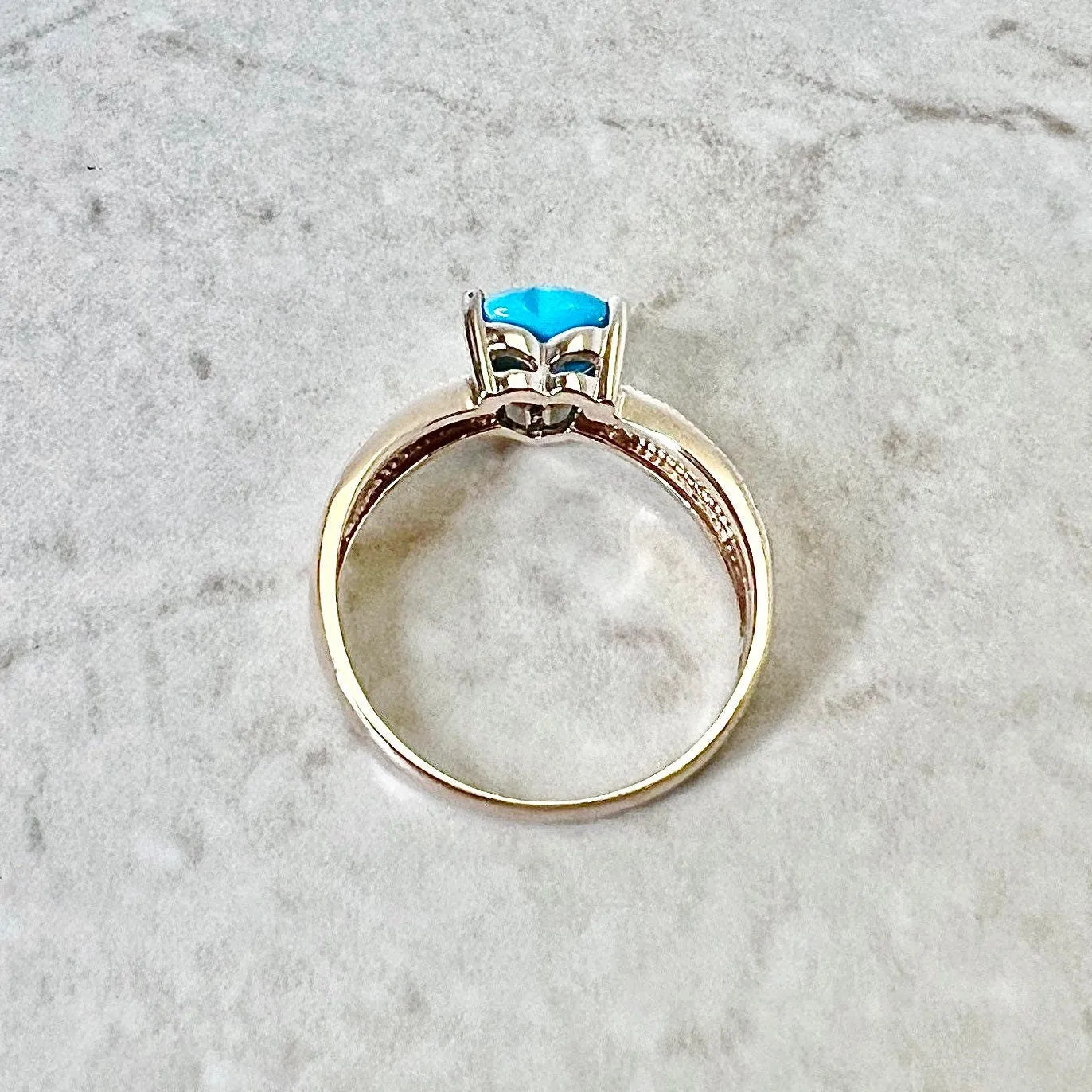 14 Karat Rose Gold Heart Turquoise & Diamond Ring