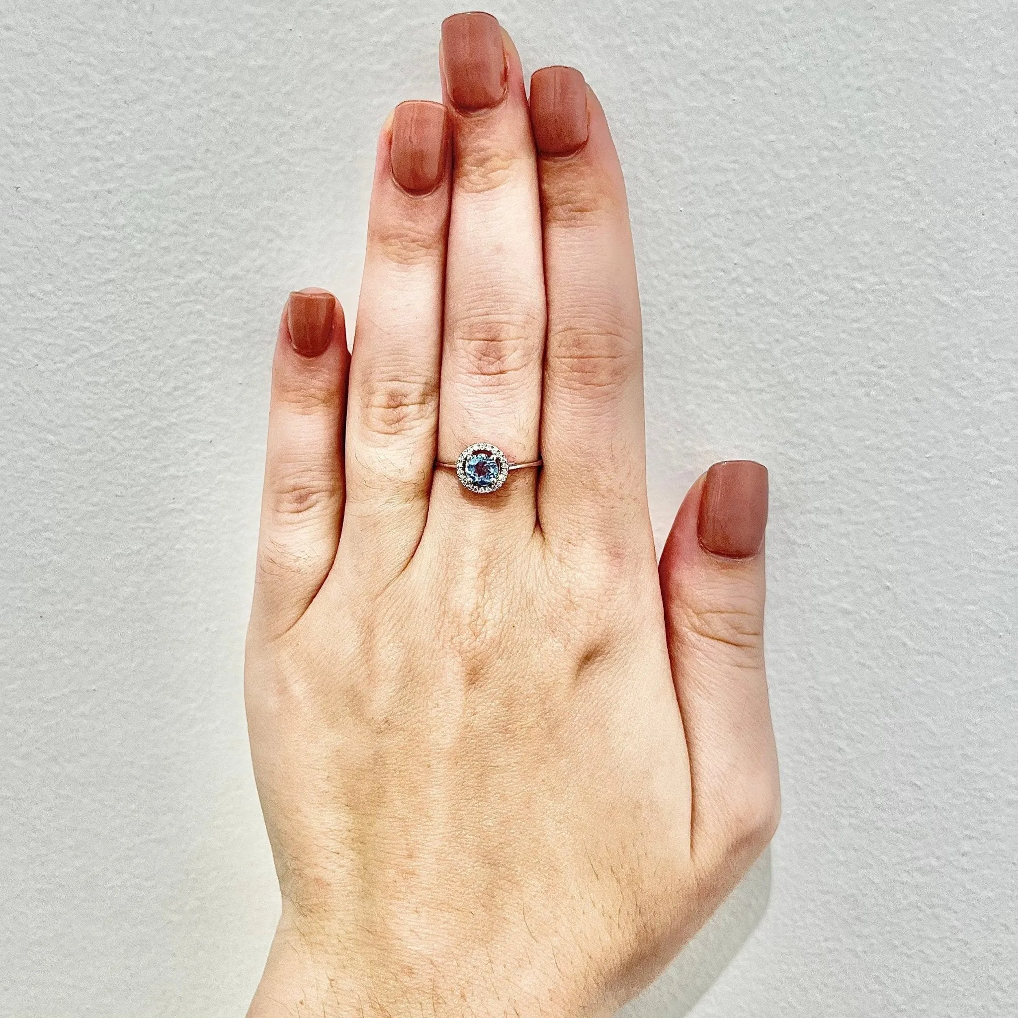 14 Karat White Gold December Birthstone Round Blue Topaz & Diamond Halo Ring
