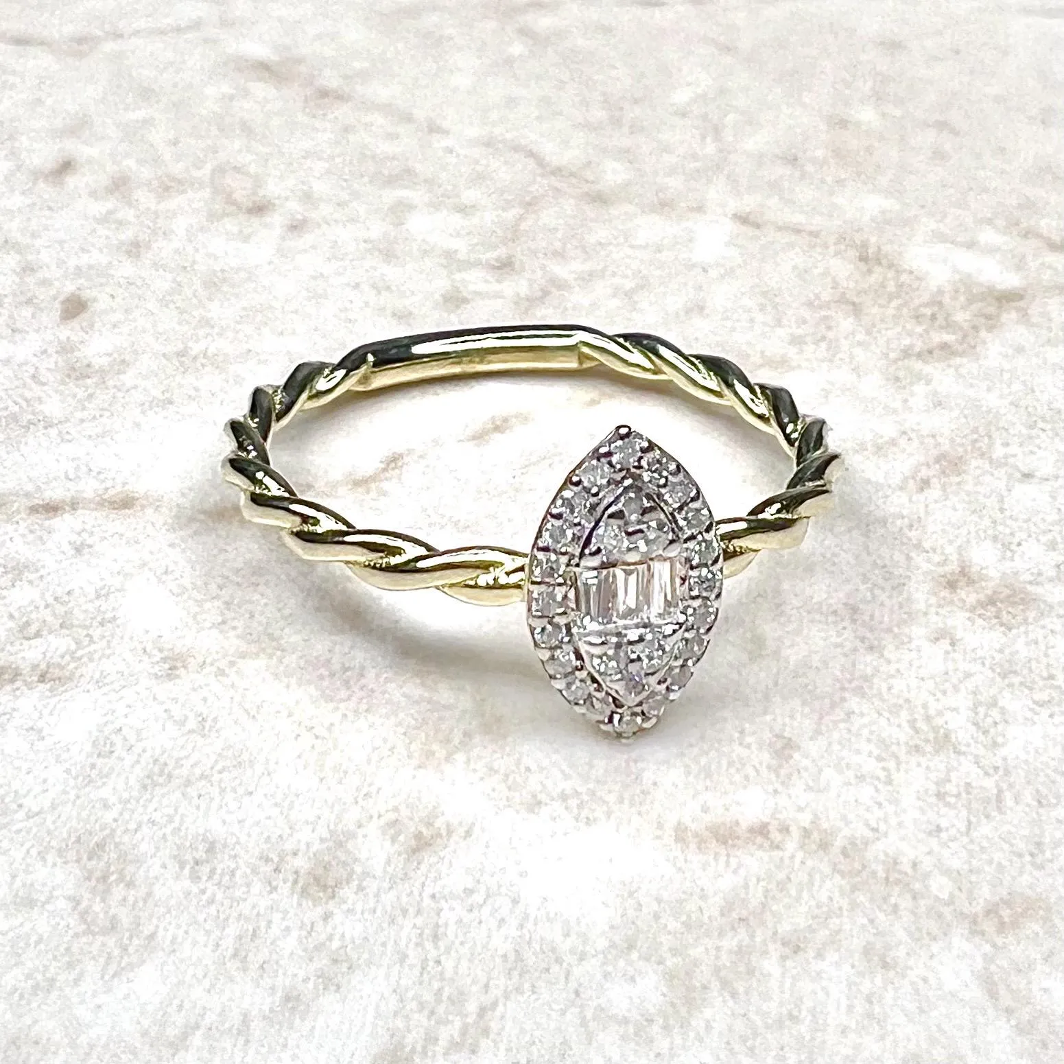 14 Karat Yellow Gold Cluster Diamond Ring