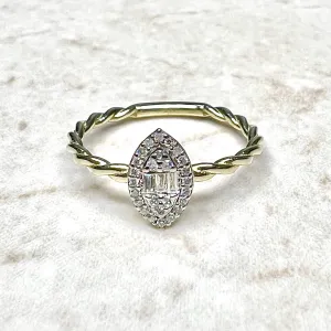 14 Karat Yellow Gold Cluster Diamond Ring