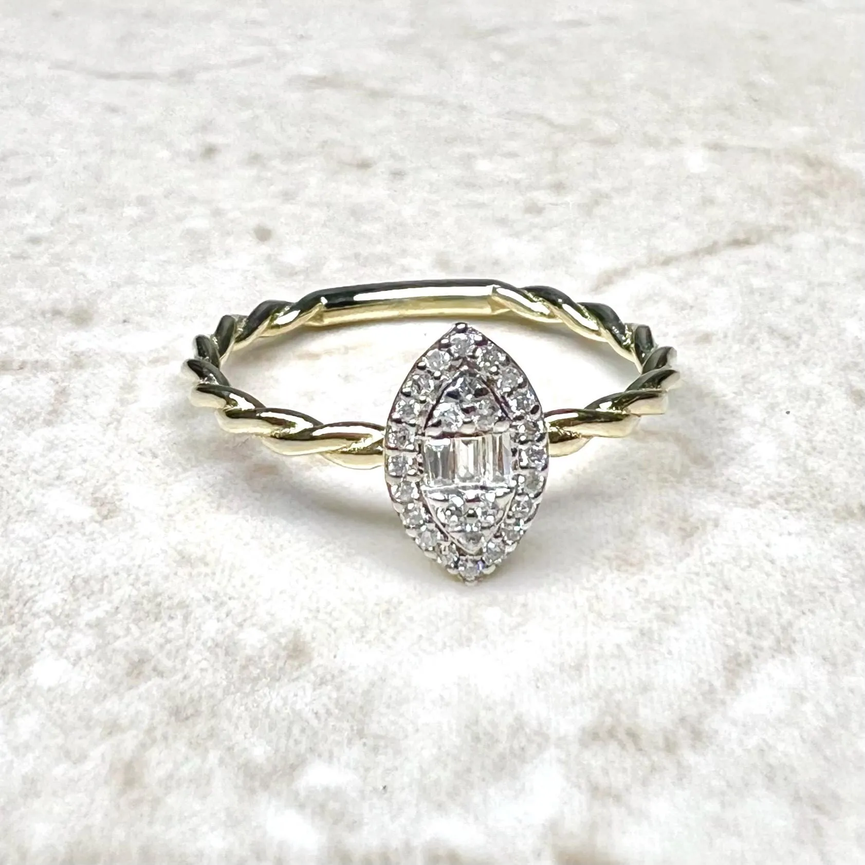 14 Karat Yellow Gold Cluster Diamond Ring