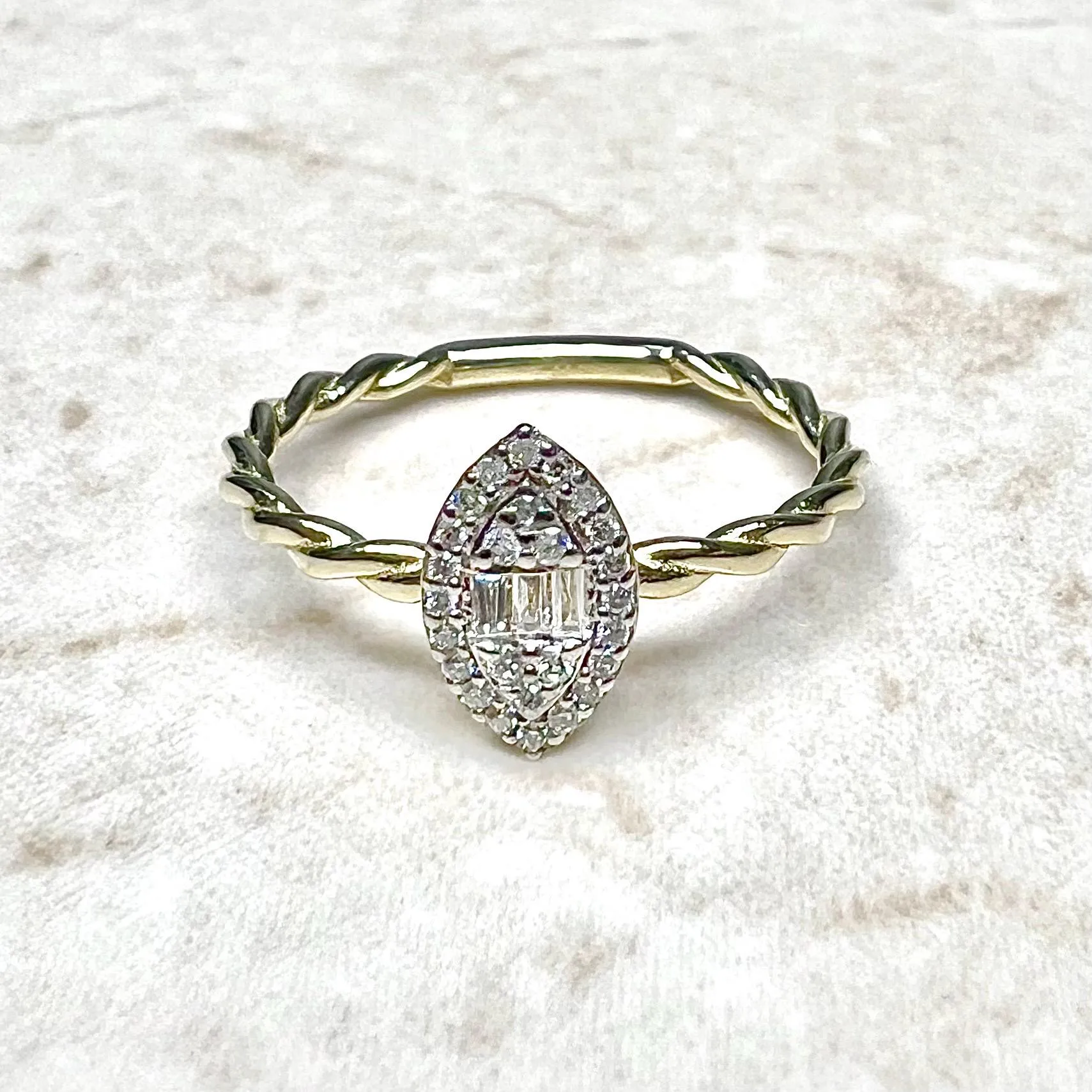 14 Karat Yellow Gold Cluster Diamond Ring