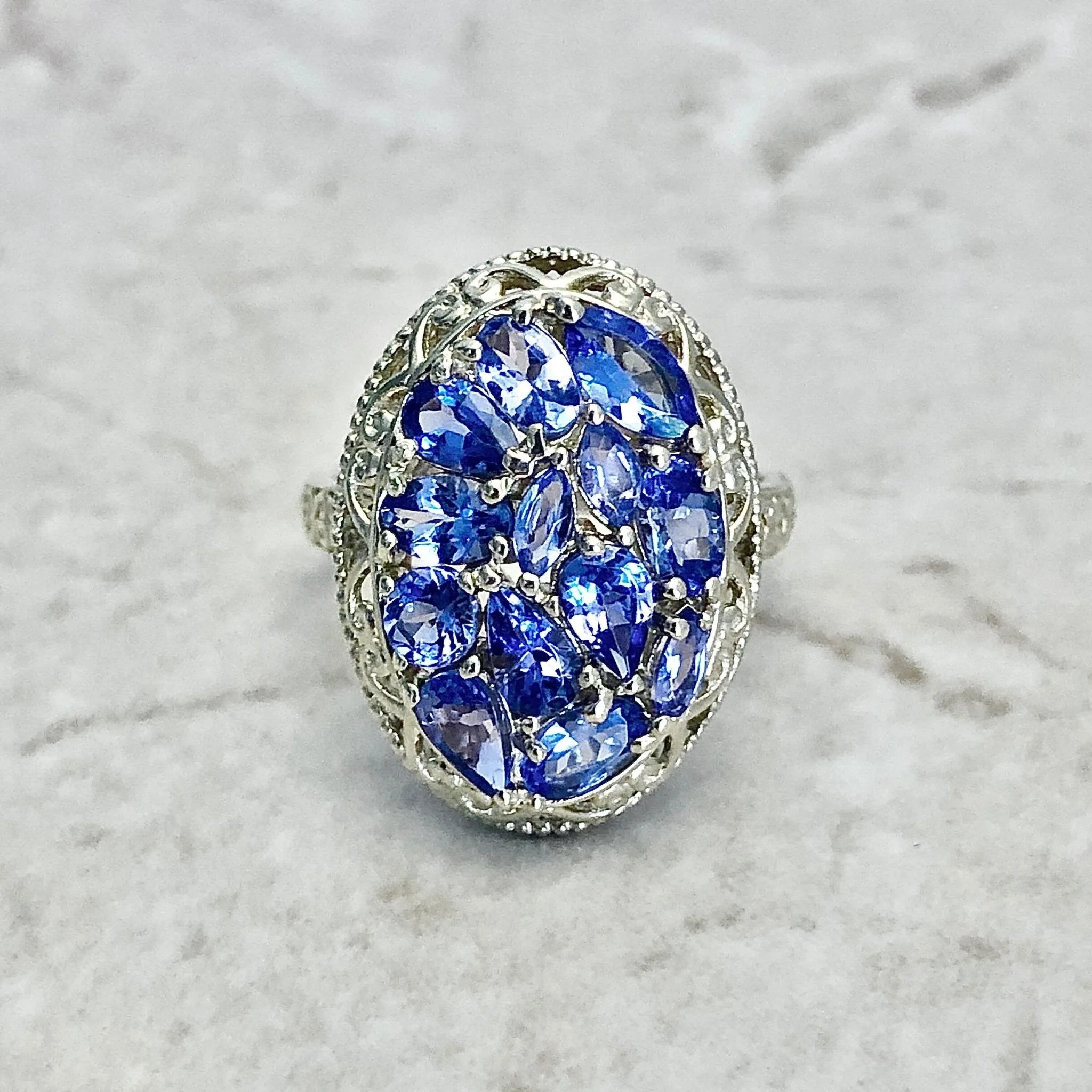 14 Karat Yellow Gold Tanzanite Cocktail Ring