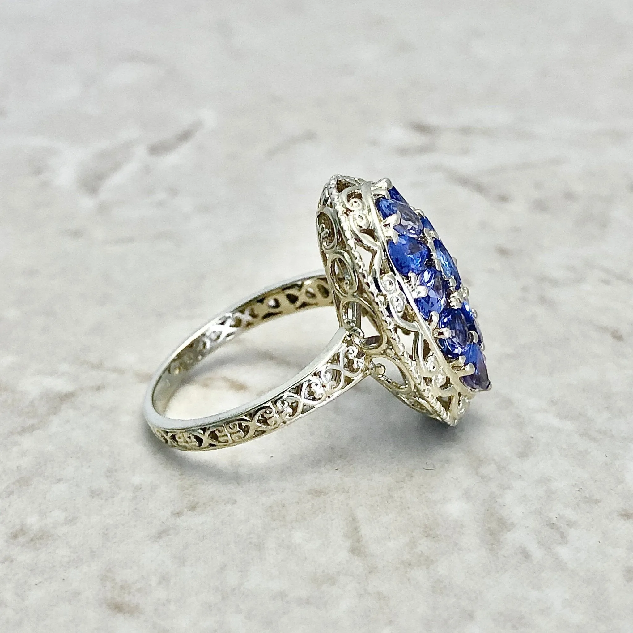 14 Karat Yellow Gold Tanzanite Cocktail Ring