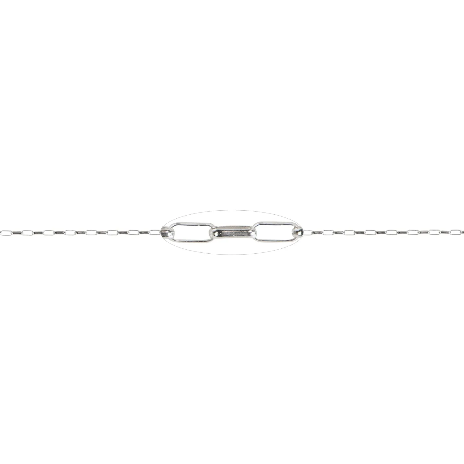 1.4 MM x 3.5 MM Sterling Silver Flat Oval Rolo Chain (Per Inch)
