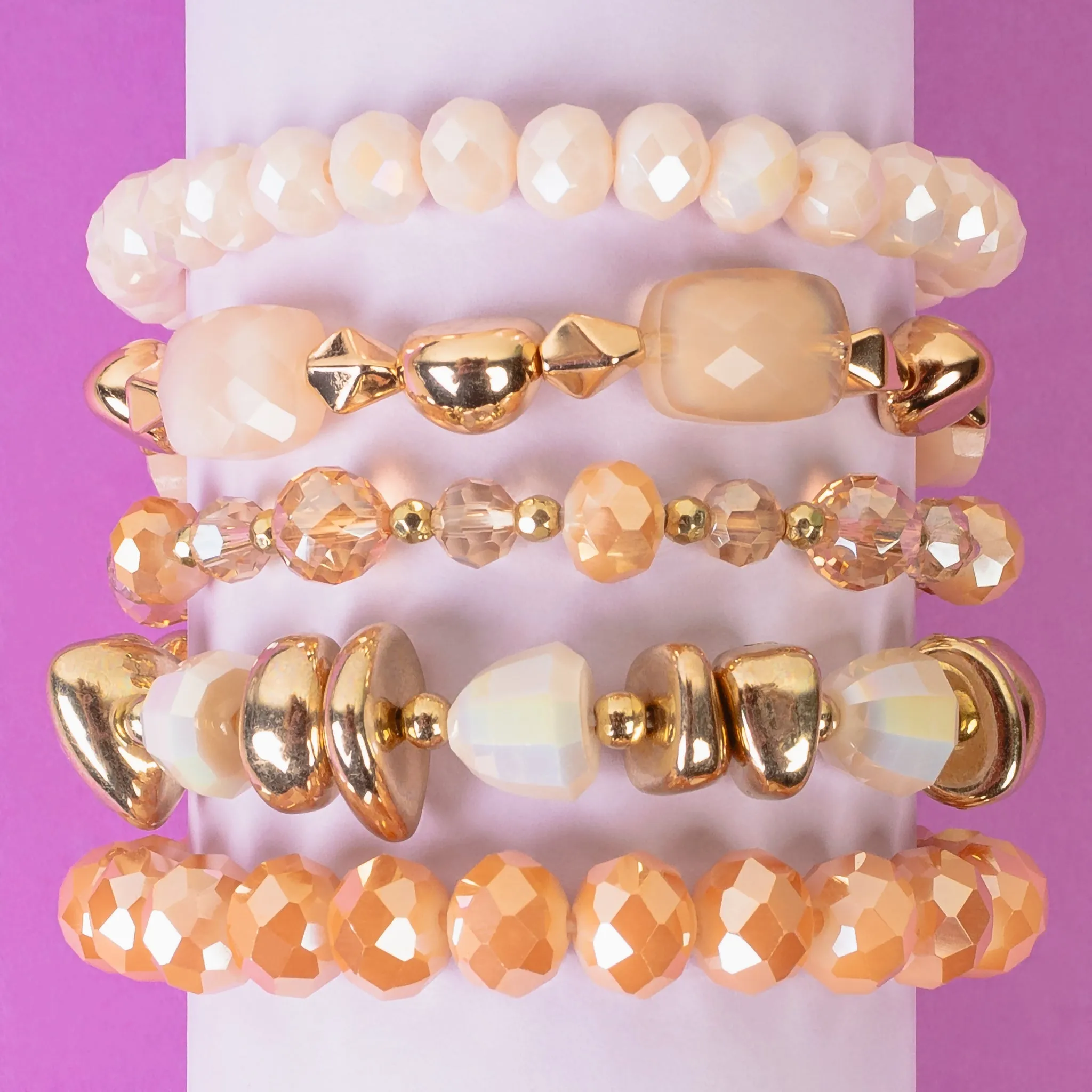 1431 - Crystal Stacked Bracelets - Gold