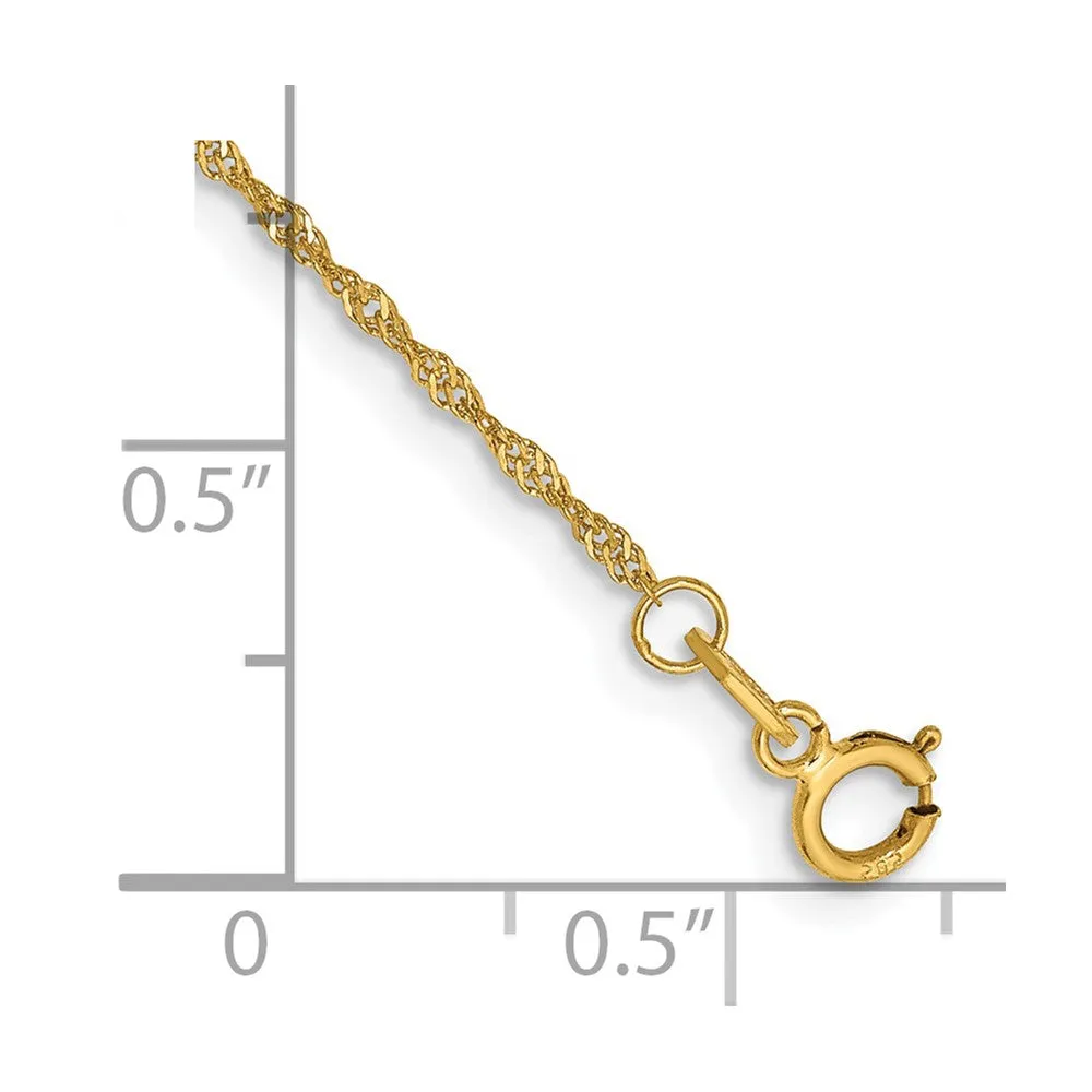 14K 9 inch 1.10mm Singapore with Spring Ring Clasp Anklet