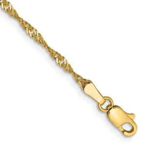 14K 9 inch 1.70mm Singapore with Lobster Clasp Anklet
