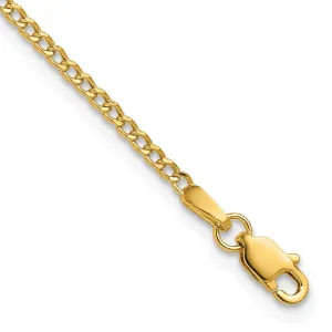 14K 9 inch 1.85mm Semi-Solid Curb with Lobster Clasp Anklet