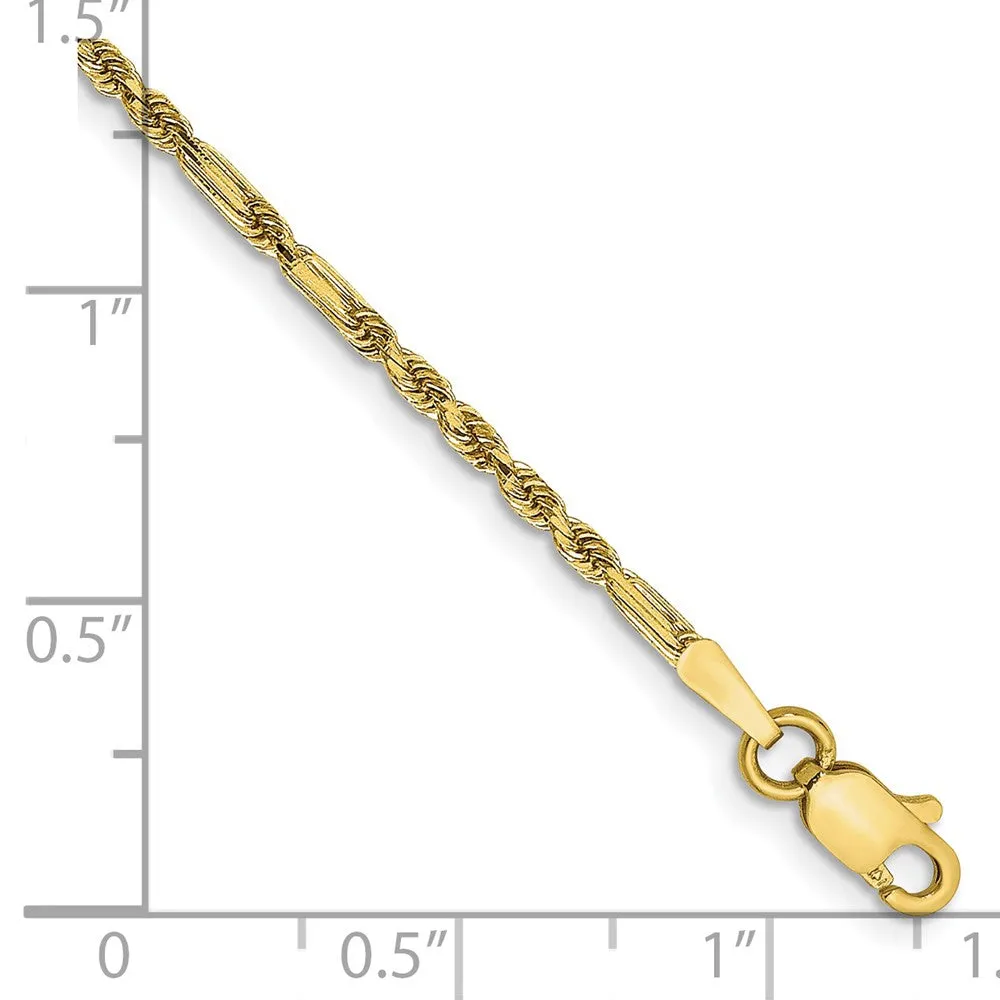 14K 9 inch  1.8mm Diamond-cut Milano Rope with Lobster Clasp Chain
