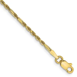 14K 9 inch  1.8mm Diamond-cut Milano Rope with Lobster Clasp Chain