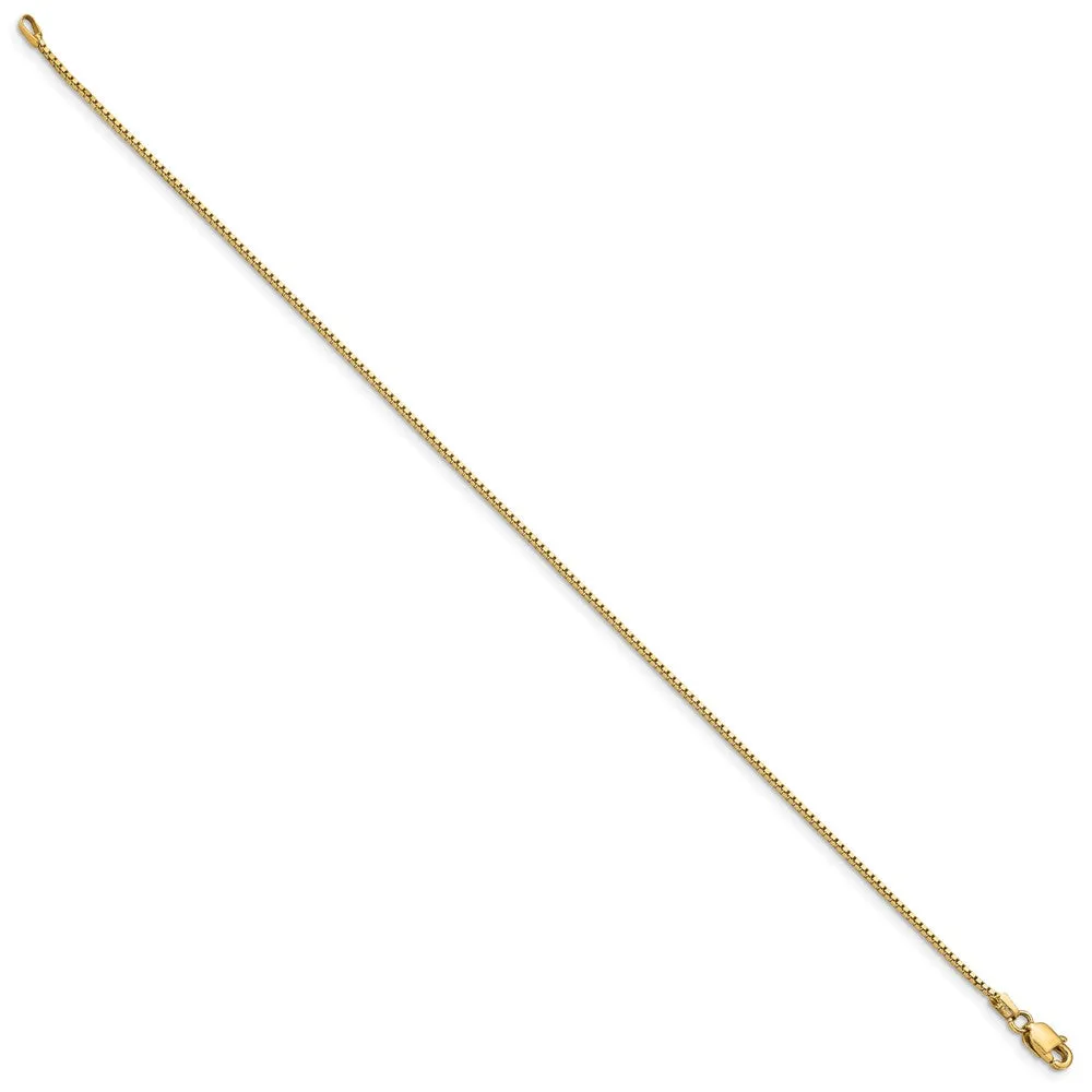14K 9 inch .95mm Box with Lobster Clasp Anklet