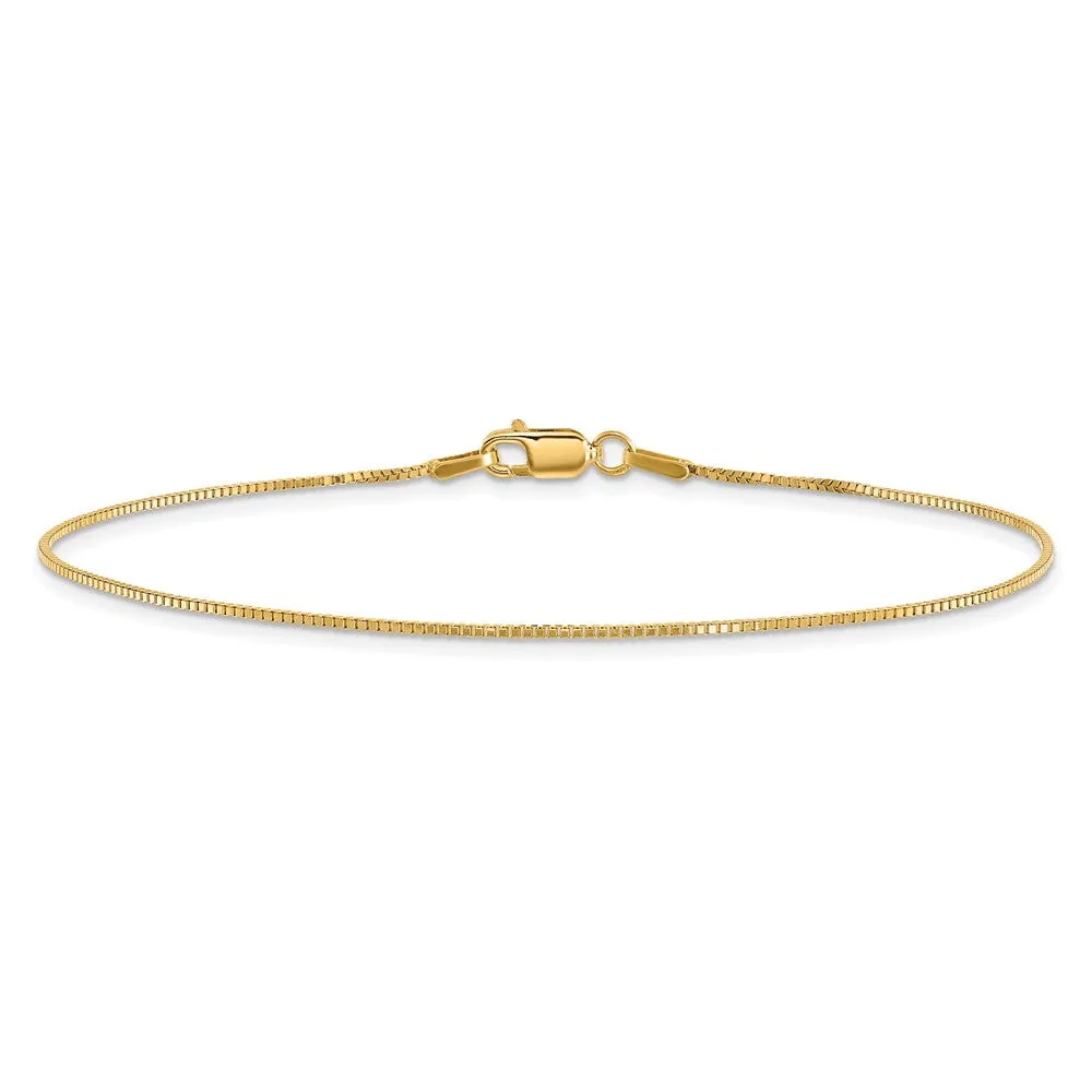14K 9 inch .95mm Box with Lobster Clasp Anklet
