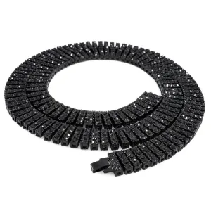 14k Black Gold 4 Row Iced Chain