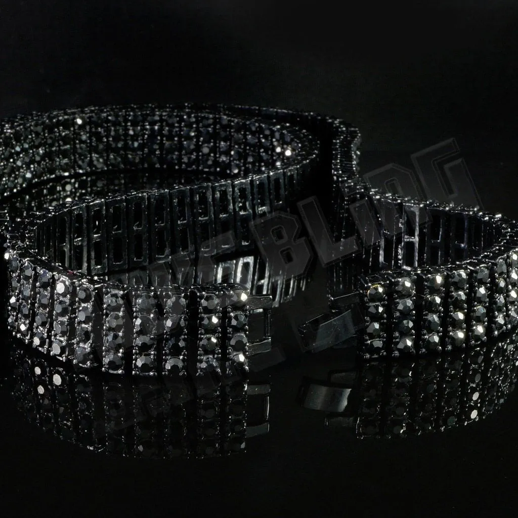 14k Black Gold 4 Row Iced Chain