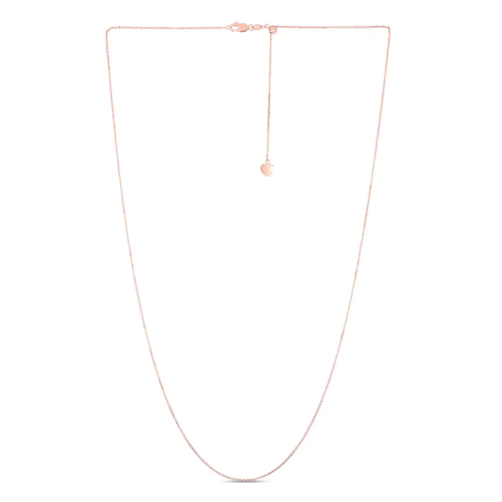 14K Gold 1.1mm Adjustable Diamond Cut Cable Chain