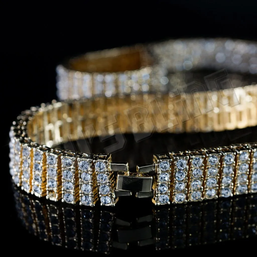 14k Gold 4 Row Iced Chain