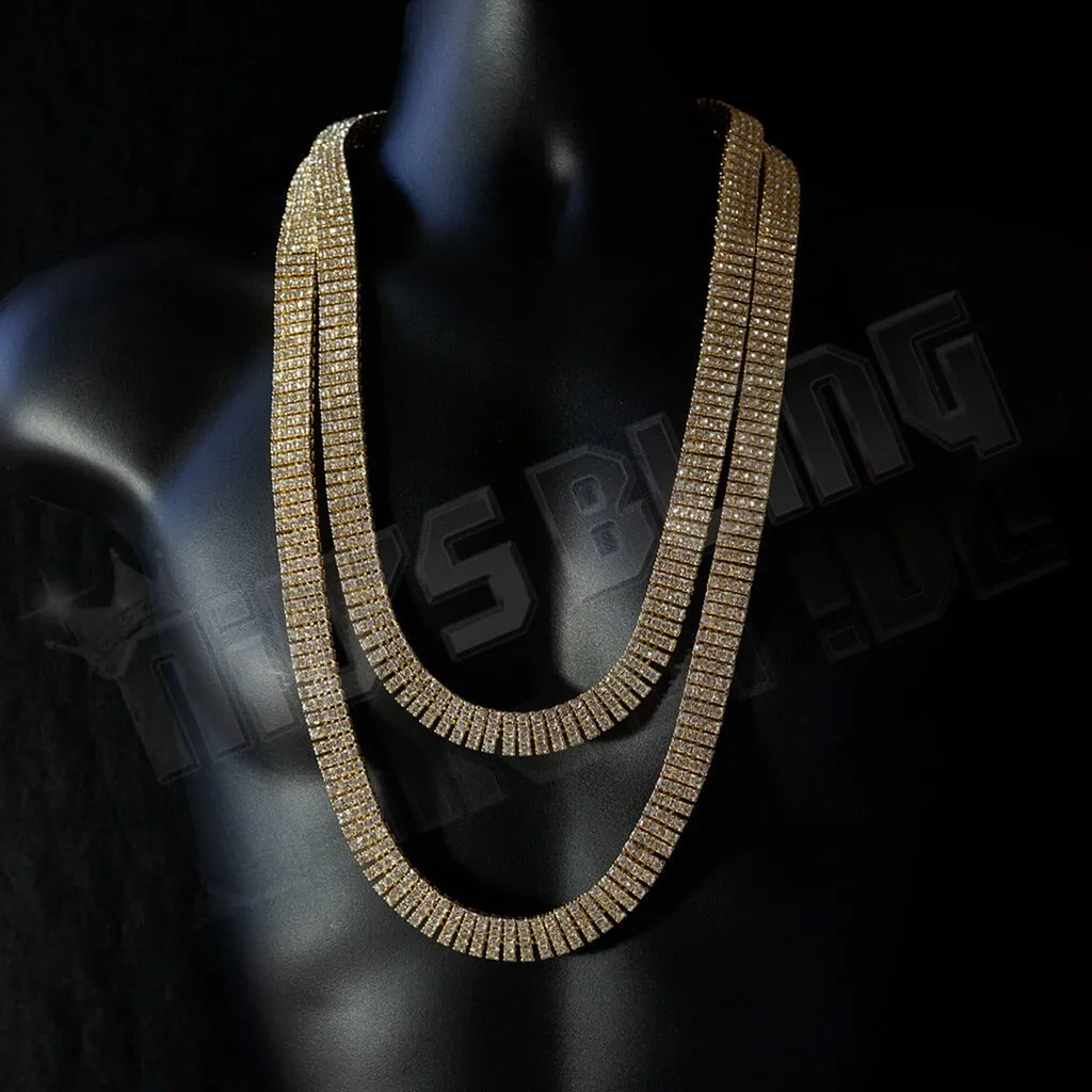 14k Gold 4 Row Iced Chain