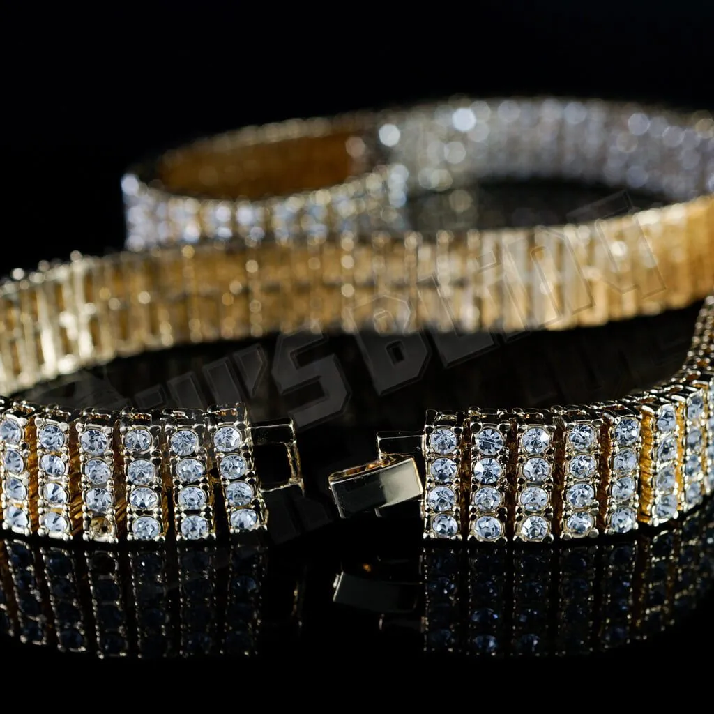 14k Gold 4 Row Iced Chain