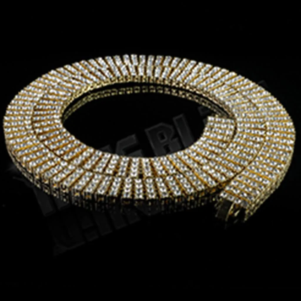 14k Gold 4 Row Iced Chain