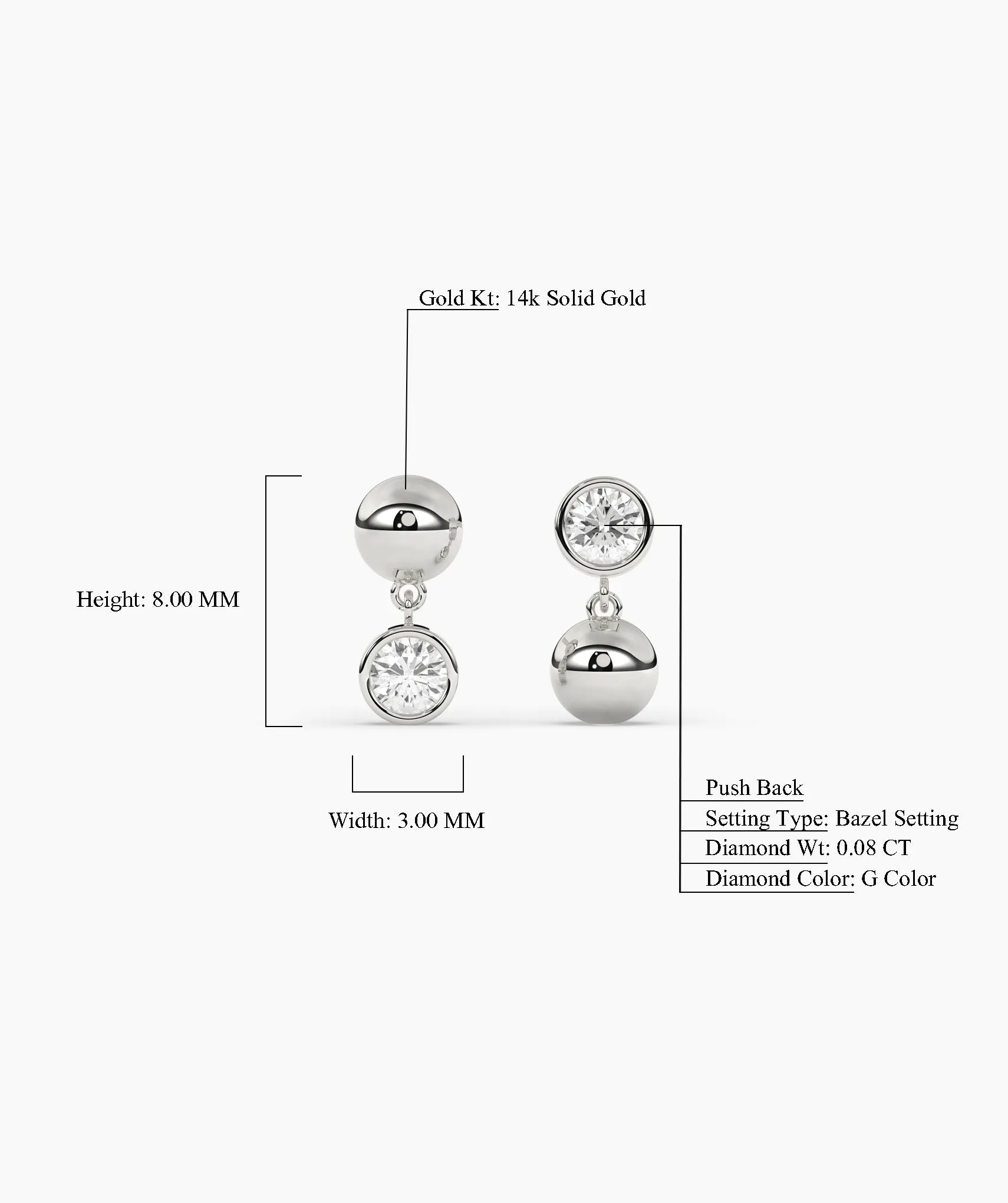 14K Gold Diamond Drop Earrings